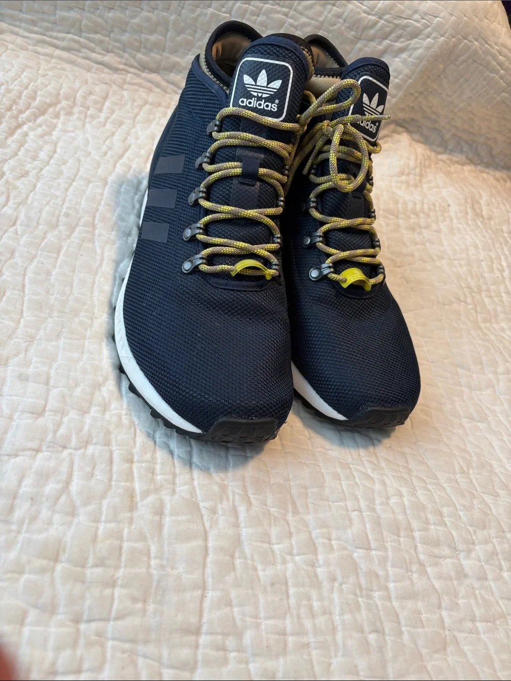 adidas Navy Athletic Shoes with Yellow Accents